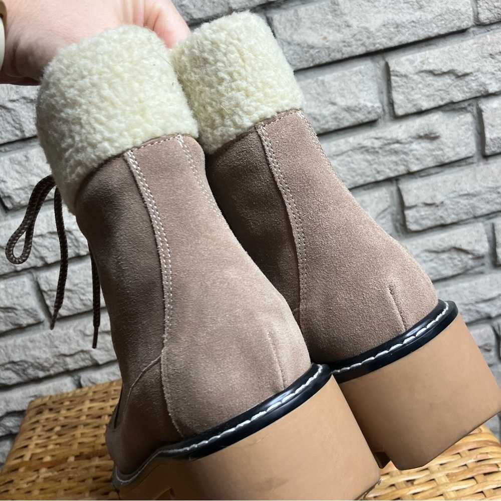 Violet & Red Alexa Suede Lace Up Bootie Brown - Picture 4 of 9